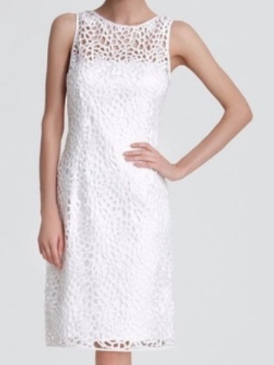 Adrianna Papell Dresses & Skirts - Adrianna Papell White Crochet Midi Sheath Dress